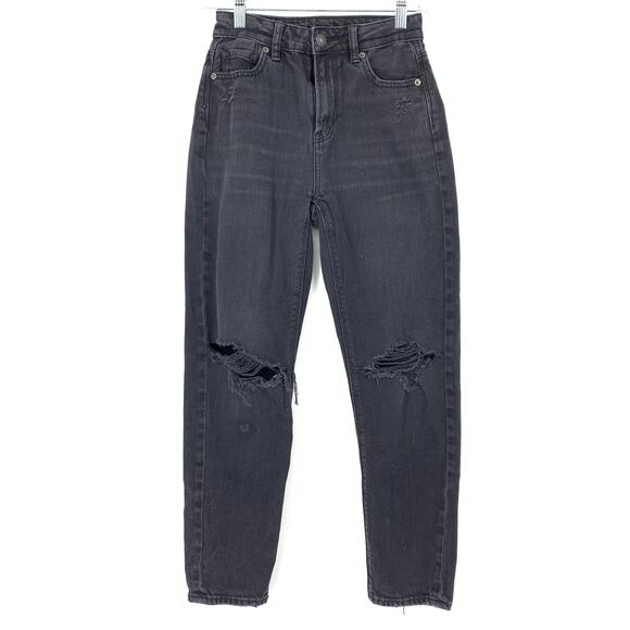 American Eagle Outfitters Jeans Women's Size 000 Short Mom Straight Black Wash - Picture 1 of 9